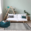 Sikunuo | Southwestern Living Room Rug in Gray Geometric Stripes Diamond Print Rug Polyester Machine Washable Area Rug