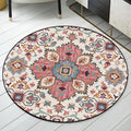 Sikunuo | Pink Moroccan Carpet Polyester Medallion Print Carpet washable non-slip carpet for living room