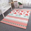 Sikunuo | Pink Bedroom Rug Southwestern Geometric Striped Pattern Area Rug Polyester Pet-Friendly Rug
