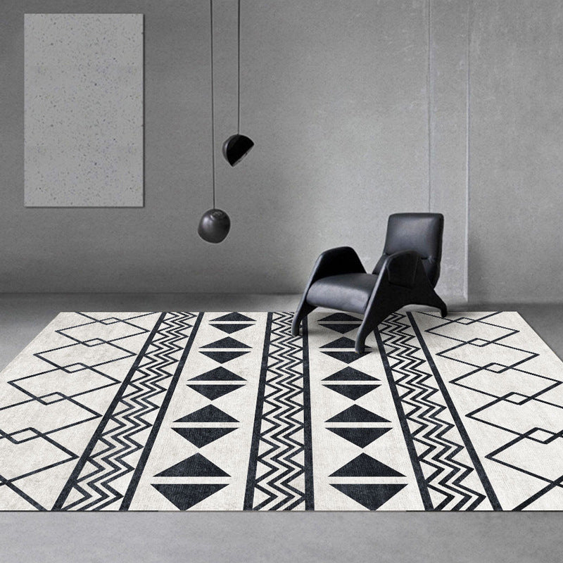 Sikunuo | Black and Gray Southwest Carpet Polyester Tree Pattern Carpet Washable Non-Slip Underlay Carpet for Living Room