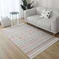 Sikunuo | Americana Tribal Pattern Rug Black and White Linen Rug Machine Washable Fringe Area Rug for Bedroom