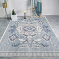 Sikunuo | Persian Moroccan carpet in blue medallion flower petal pattern carpet polyester non-slip carpet for home decoration