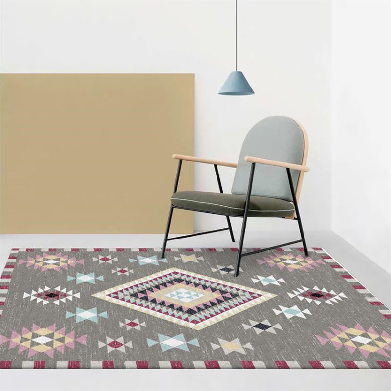 Sikunuo | American Southwest rug in gray geometric diamond pattern Rug Polyester washable Rug for home decoration