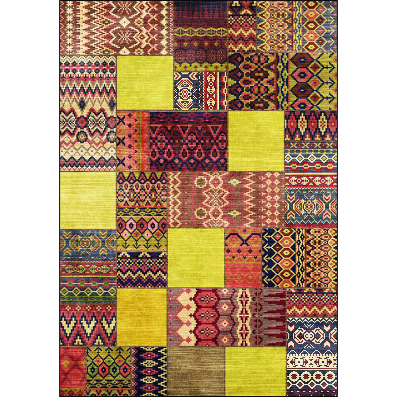 Sikunuo | Classic tribal pattern carpet Yellow and Brown Southwestern carpet Polyester machine washable non-slip backing carpet for the bedroom