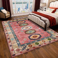 Sikunuo | American Tribal Pattern Rug Pink Polyester Rug Machine Washable Non-Slip Back Area Rug for Bedroom