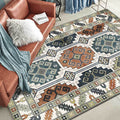 Sikunuo | Southwest Tribal Pattern Rug Green Polyester Rug Machine Washable Non-Slip Back Rug for Living Room