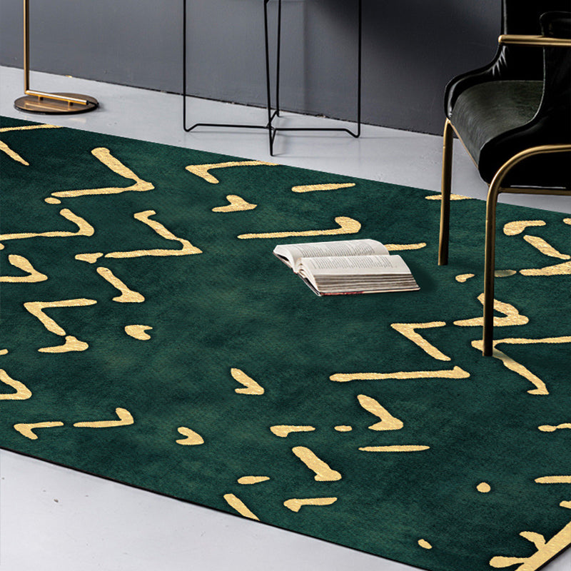 Sikunuo | Novelty Living Room Rug in green geometric line pattern Rug Polyester pet-friendly area rug