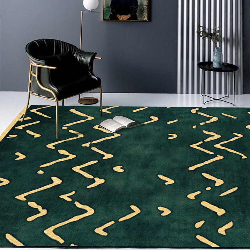 Sikunuo | Novelty Living Room Rug in green geometric line pattern Rug Polyester pet-friendly area rug