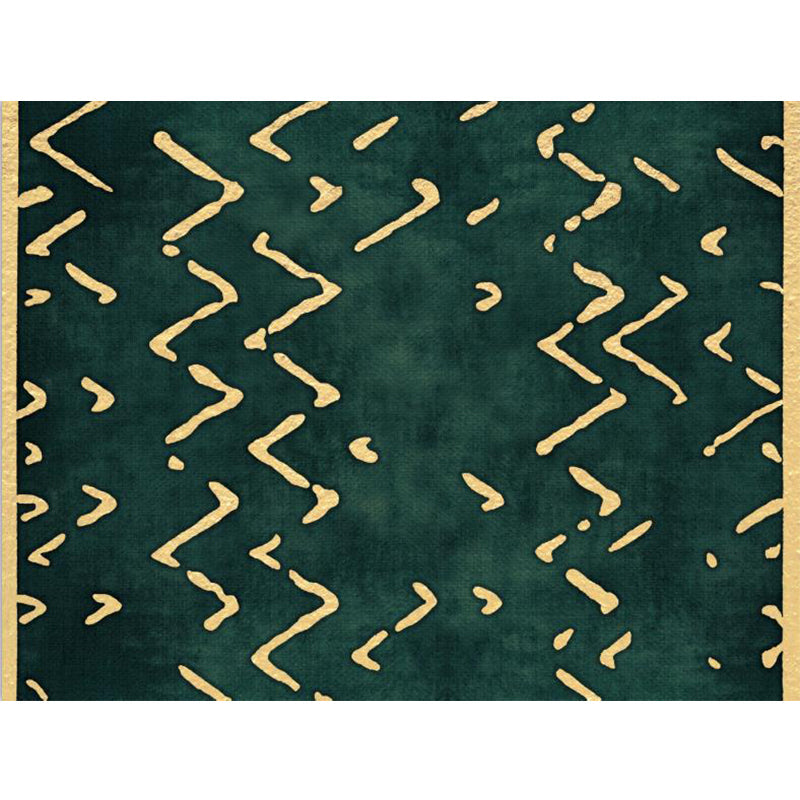 Sikunuo | Novelty Living Room Rug in green geometric line pattern Rug Polyester pet-friendly area rug