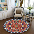 Sikunuo | Persian Medallion Pattern Carpet Red Polyester Carpet Machine Washable Non-slip Carpet for the Bedroom