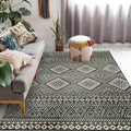 Sikunuo | Americana Southwestern Rug in Gray Geometric Diamond Stripe Pattern Rug Polyester Non-Slip Rug for Home Decor