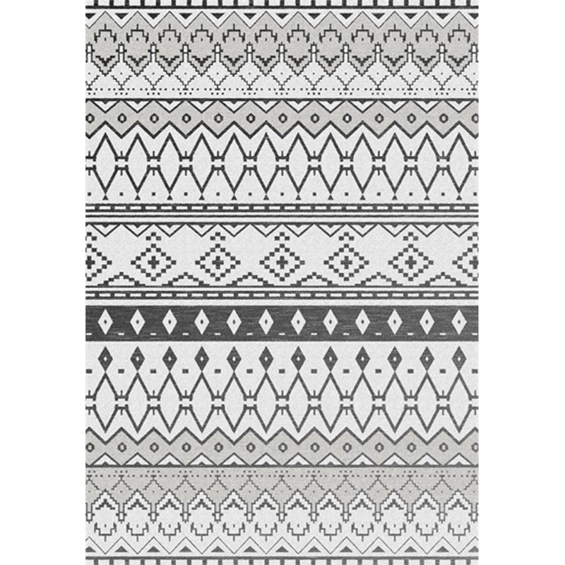 Sikunuo | Gray Bedroom Rug Southeast-Geometric Diamond Pattern Area Rug Polyester Stain Resistant Pet Friendly Rug