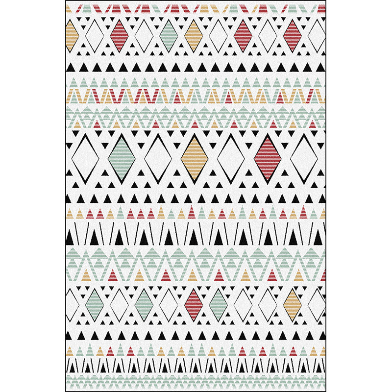 Sikunuo | American Southwest Rug with White Geometric Diamond Pattern Rug Polyester Non-Slip Rug for Home Decor