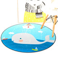 Sikunuo | Kids Room Carpet in Pink and Blue Animal Mouse Lion Mermaid Whale Print Carpet Polyester Machine Washable Carpet