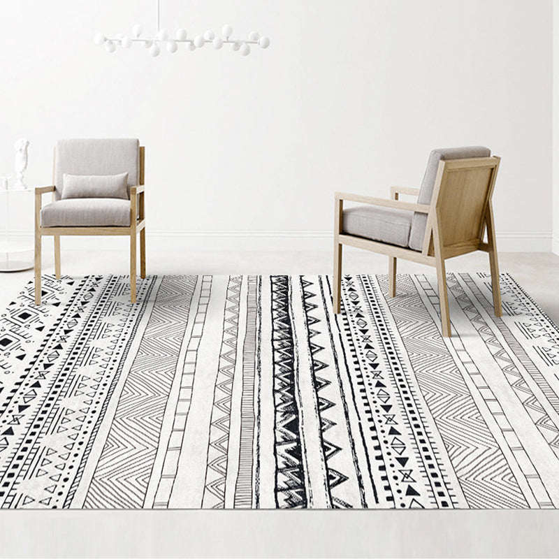 Sikunuo | Black and brown southwestern carpet polyester tribal pattern carpet washable non-slip backing carpet for the living room