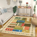 Sikunuo | Americana Tribal Pattern Carpet Multi-Color Polyester Carpet Machine Washable Non-Slip Area Rug for Bedroom