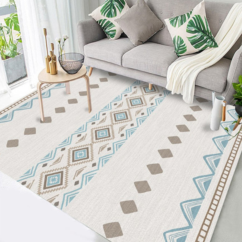 Sikunuo | Americana Tribal Geometric Pattern Rug Black and Grey Polyester Rug Machine Washable Non-Slip Area Rug for Bedroom