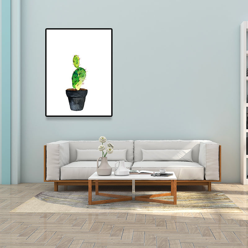 Sikunuo | Green Pot Cactus Wall Art Decor Plant Tropical Texture Canvas Print for Home