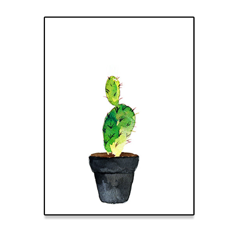 Sikunuo | Green Pot Cactus Wall Art Decor Plant Tropical Texture Canvas Print for Home