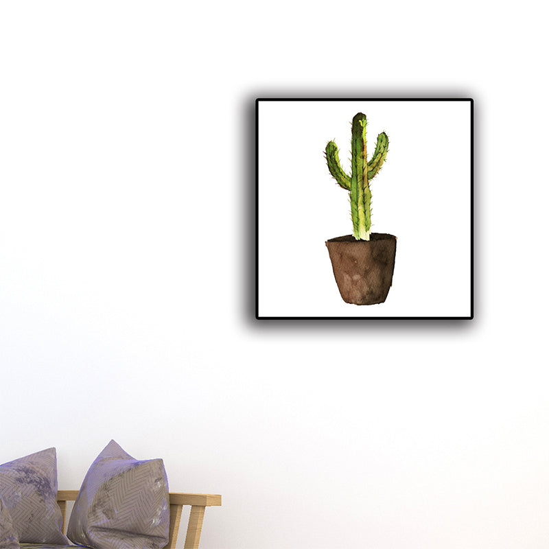 Sikunuo | Green Pot Cactus Wall Art Decor Plant Tropical Texture Canvas Print for Home