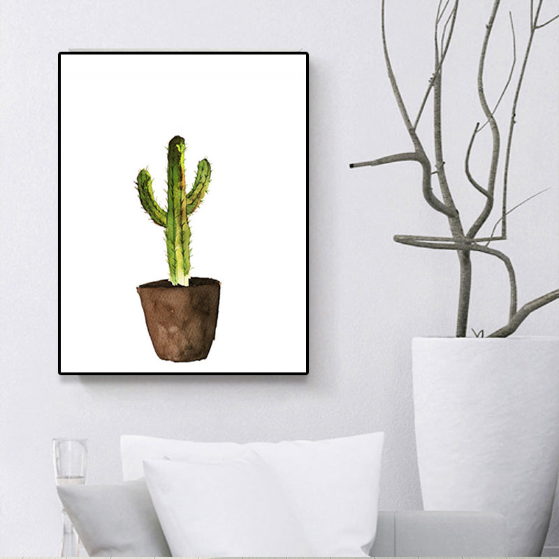 Sikunuo | Green Pot Cactus Wall Art Decor Plant Tropical Texture Canvas Print for Home