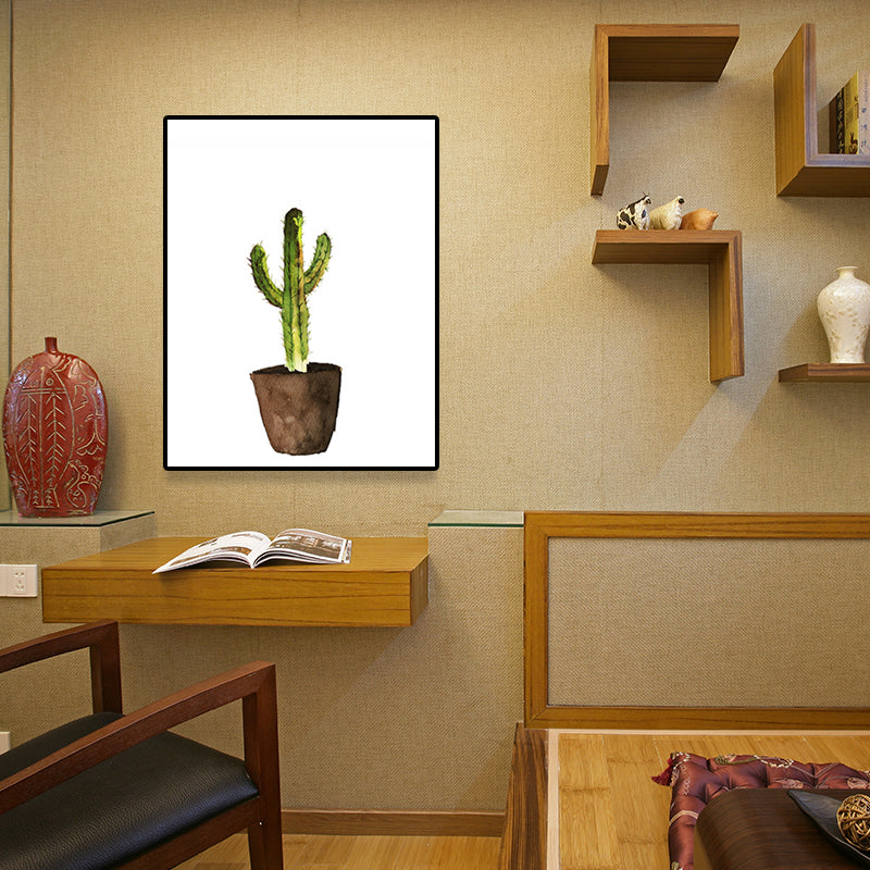 Sikunuo | Green Pot Cactus Wall Art Decor Plant Tropical Texture Canvas Print for Home