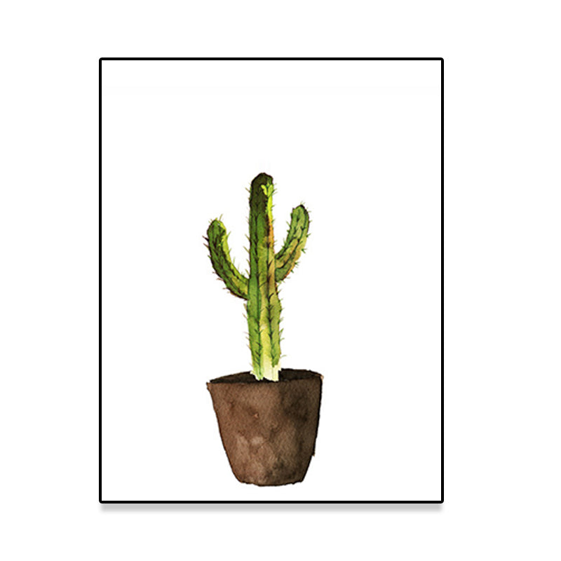 Sikunuo | Green Pot Cactus Wall Art Decor Plant Tropical Texture Canvas Print for Home