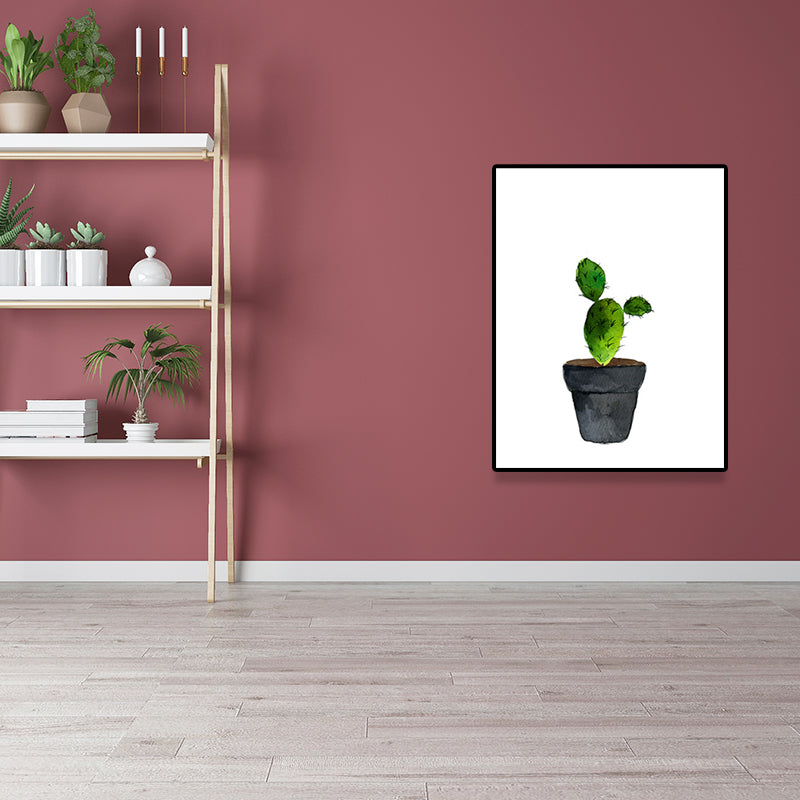 Sikunuo | Green Pot Cactus Wall Art Decor Plant Tropical Texture Canvas Print for Home