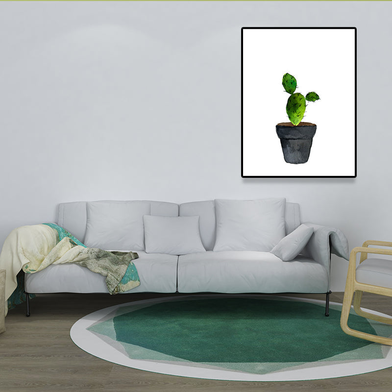 Sikunuo | Green Pot Cactus Wall Art Decor Plant Tropical Texture Canvas Print for Home