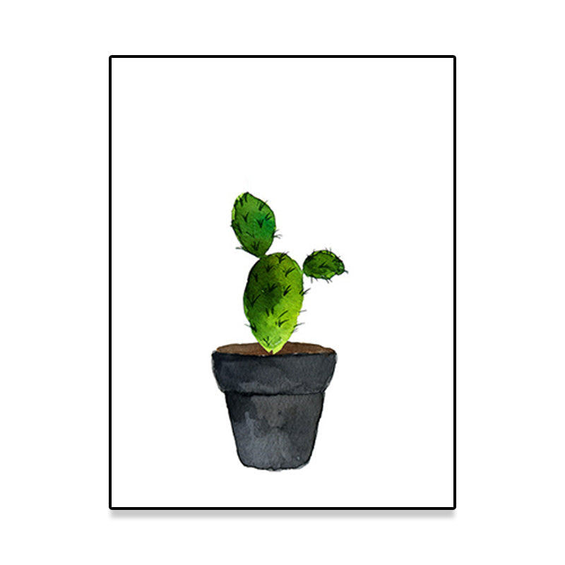 Sikunuo | Green Pot Cactus Wall Art Decor Plant Tropical Texture Canvas Print for Home