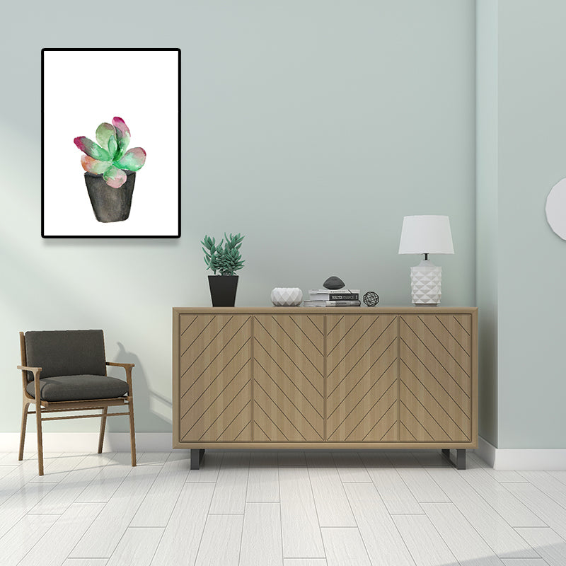 Sikunuo | Tropix Succulent Plant Sign Canvas Structured Green Wall Art Print for Living Room