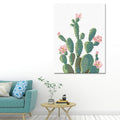 Sikunuo | Green Cactus Flower Canvas Print Botanical Tropical Textured Wall Art for Home