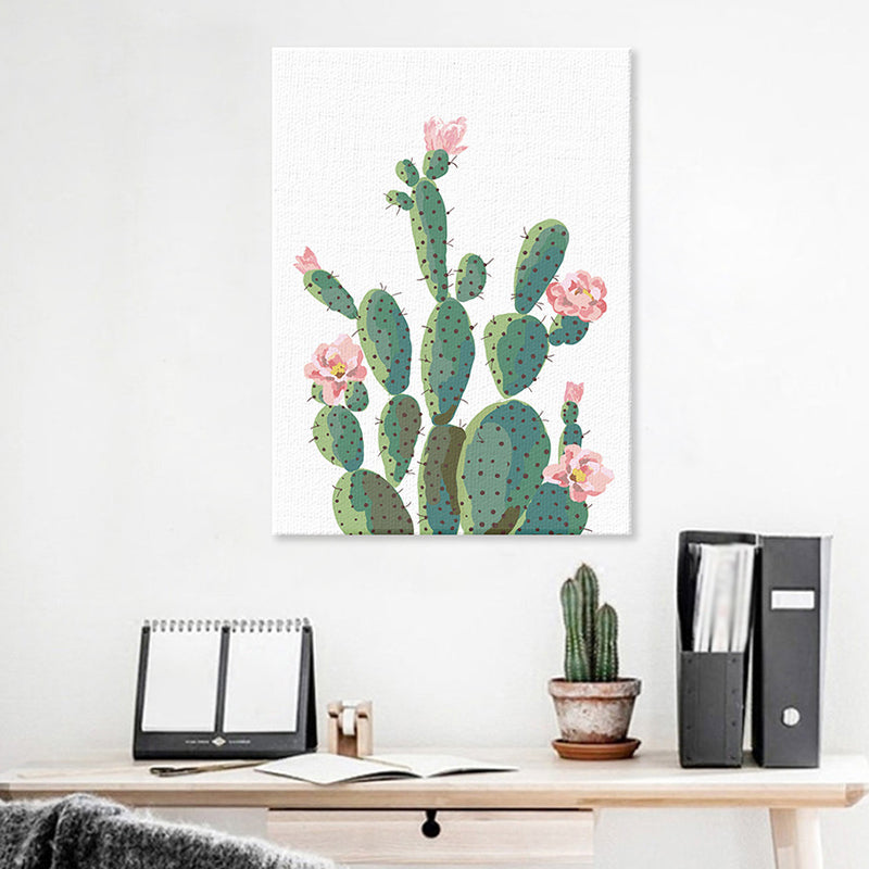Sikunuo | Green Cactus Flower Canvas Print Botanical Tropical Textured Wall Art for Home