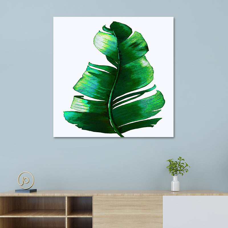 Sikunuo | Stylish tropical leaf art print for bedroom Botanical wall decoration in green