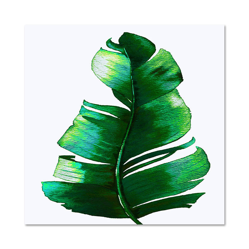 Sikunuo | Stylish tropical leaf art print for bedroom Botanical wall decoration in green