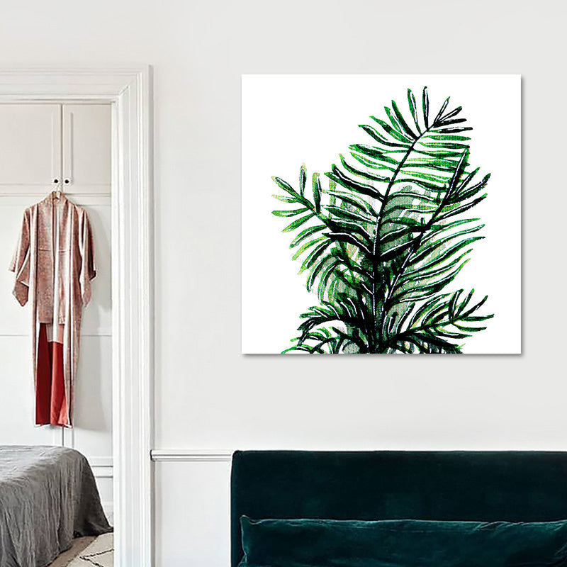 Sikunuo | Stylish tropical leaf art print for bedroom Botanical wall decoration in green