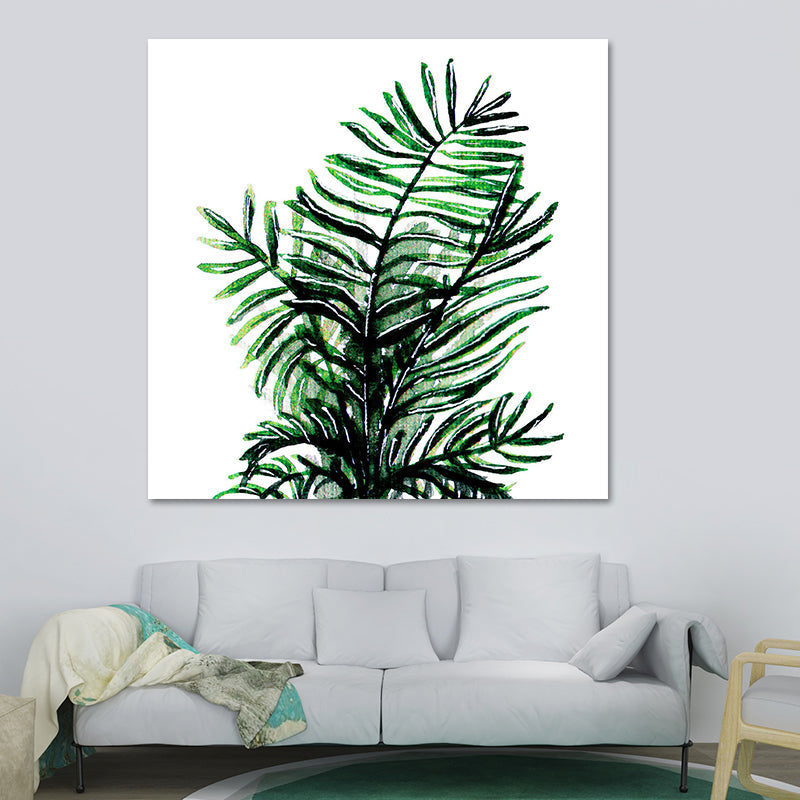 Sikunuo | Stylish tropical leaf art print for bedroom Botanical wall decoration in green