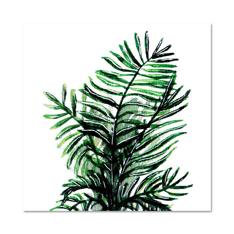 Sikunuo | Stylish tropical leaf art print for bedroom Botanical wall decoration in green