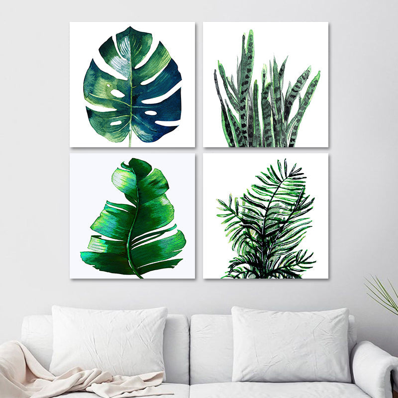 Sikunuo | Stylish tropical leaf art print for bedroom Botanical wall decoration in green
