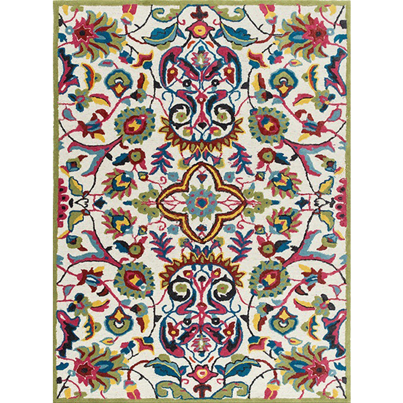 Sikunuo | Classic Floral Design Rug Gray Multi-Color Classic Rug Polyester Washable Non-Slip Back Rug for the Living Room
