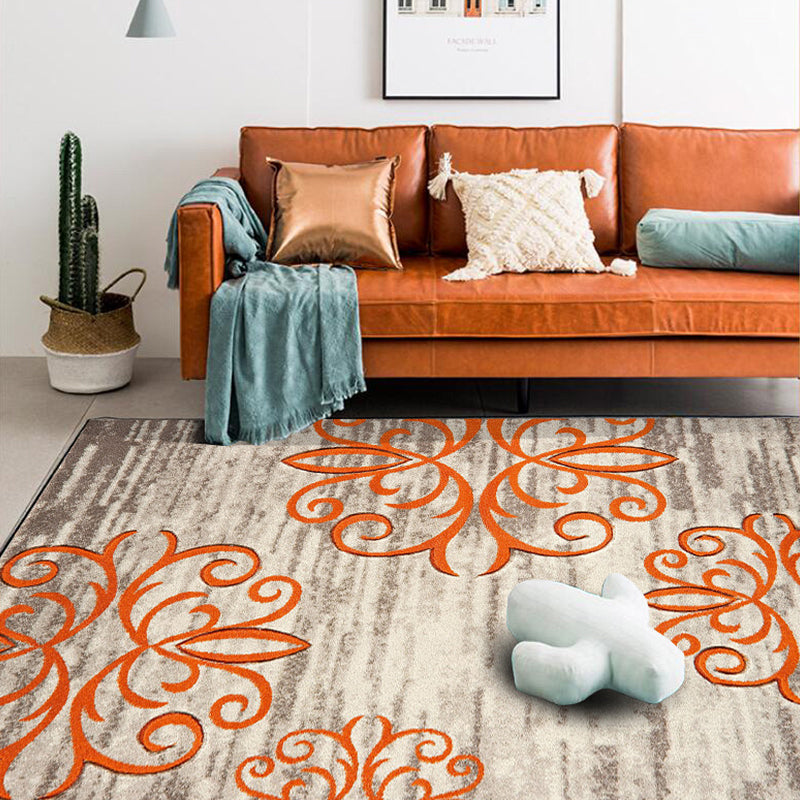 Sikunuo | Washed Paisley Pattern Rug Gray Classic Rug Polyester Washable Non-Slip Base Rug for Living Room