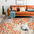 Sikunuo | Washed Paisley Pattern Rug Gray Classic Rug Polyester Washable Non-Slip Base Rug for Living Room