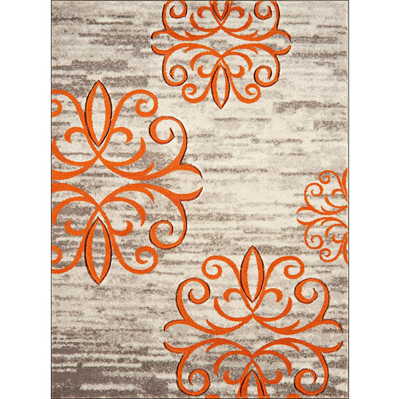 Sikunuo | Washed Paisley Pattern Rug Gray Classic Rug Polyester Washable Non-Slip Base Rug for Living Room