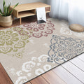 Sikunuo | Classic Floral Pattern Rug Light Brown Polyester Rug Machine Washable Non-Slip Area Rug for Bedroom