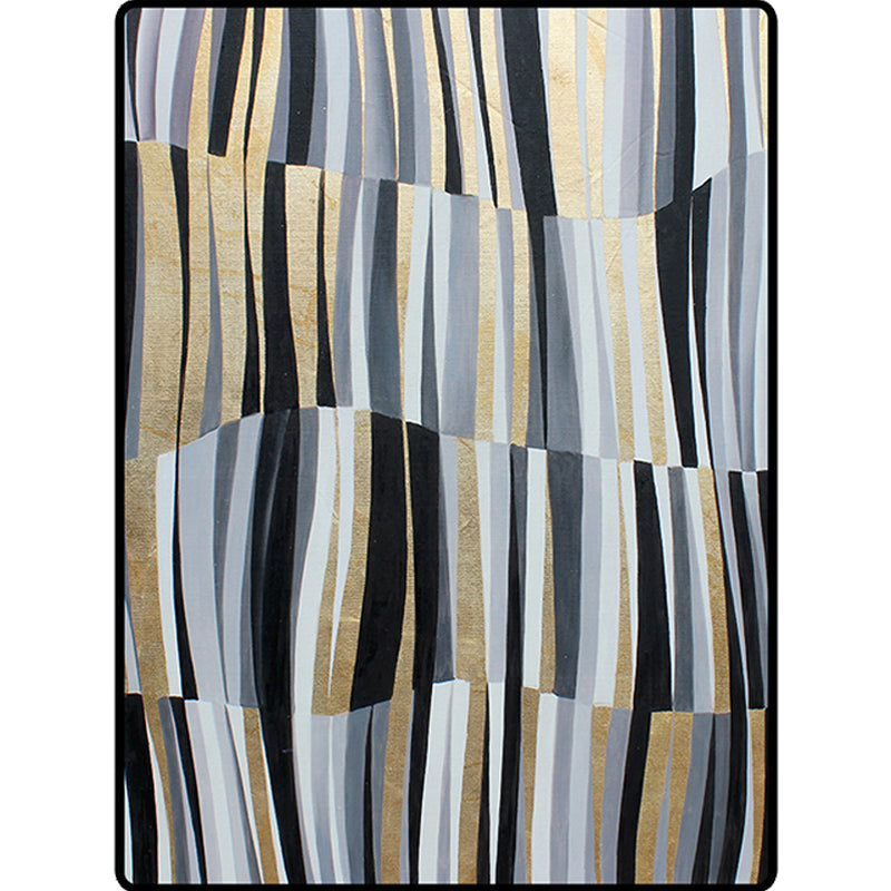 Sikunuo | Minimalistic Novelty Rug in Gray Geometric Lines Pattern Rug Polyester Machine Washable Rug for Home Decoration