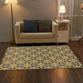 Sikunuo | Moroccan Living Room Carpet in Yellow Flower Ring Print Carpet Polyester Pet Friendly Non-Slip Area Rug