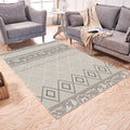 Sikunuo | Brown and White Bedroom Rug Southwest Geometric Diamond Stripe Pattern Rug Polyester Pet-Friendly Rug