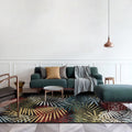 Sikunuo | Black Bedroom Carpet Vintage Botanical Leaf Pattern Area Rug Polyester Pet-Friendly Washable Rug