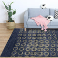 Sikunuo | Novelty Living Room Rug in Blue Geometric Circle Print Rug Polyester Non-Slip Back Washable Area Rug