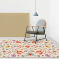 Sikunuo | Vintage Floral Pattern Rug Pink Polyester Rug Machine Washable Non-Slip Rug for Bedroom